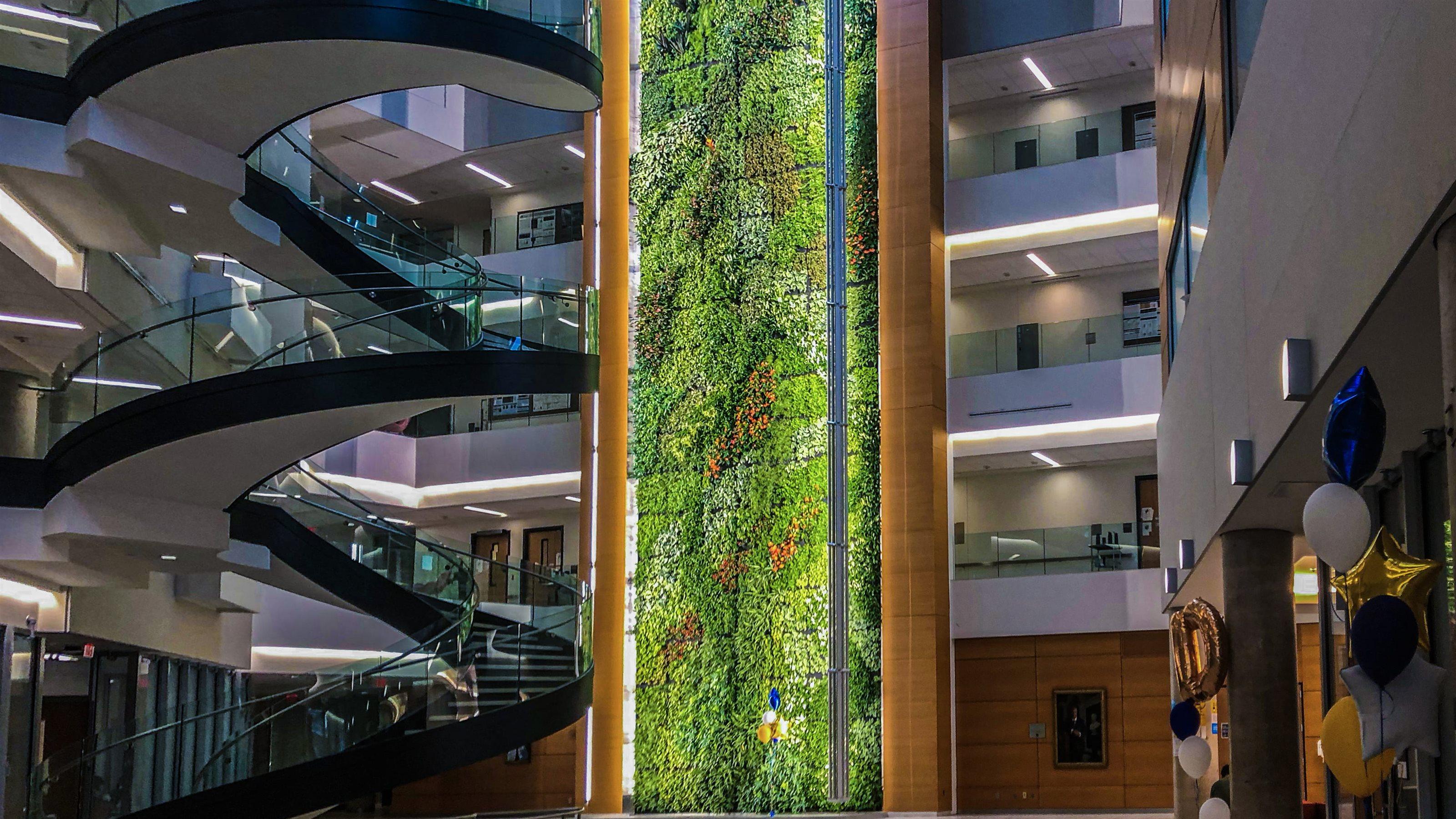 The Biowall at Drexel standing tall at five stories high in the Papadakis Integrated Sciences Building.