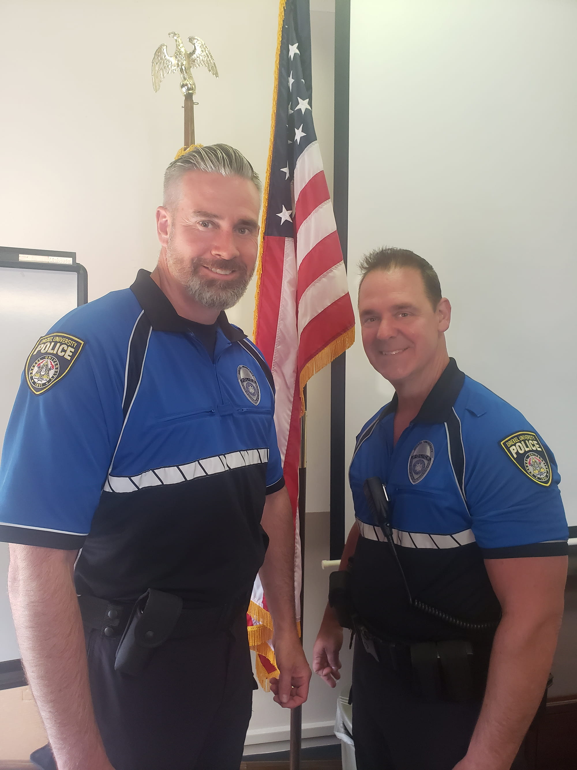 Officer Quigley (left) and Officer Orth (right) engage with and protect the community each day on bike patrol.]