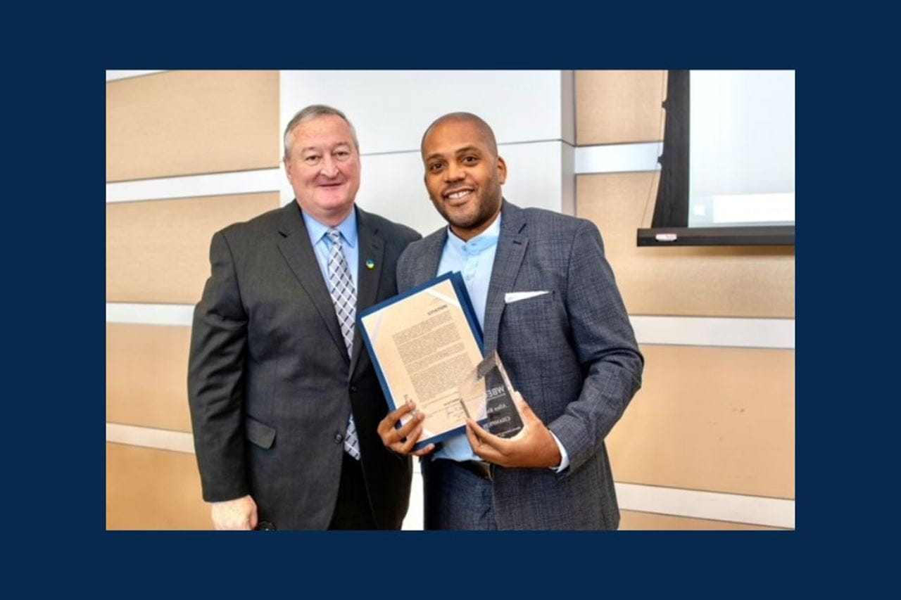 Mayor Jim Kenney, left, with Allen Riddick.