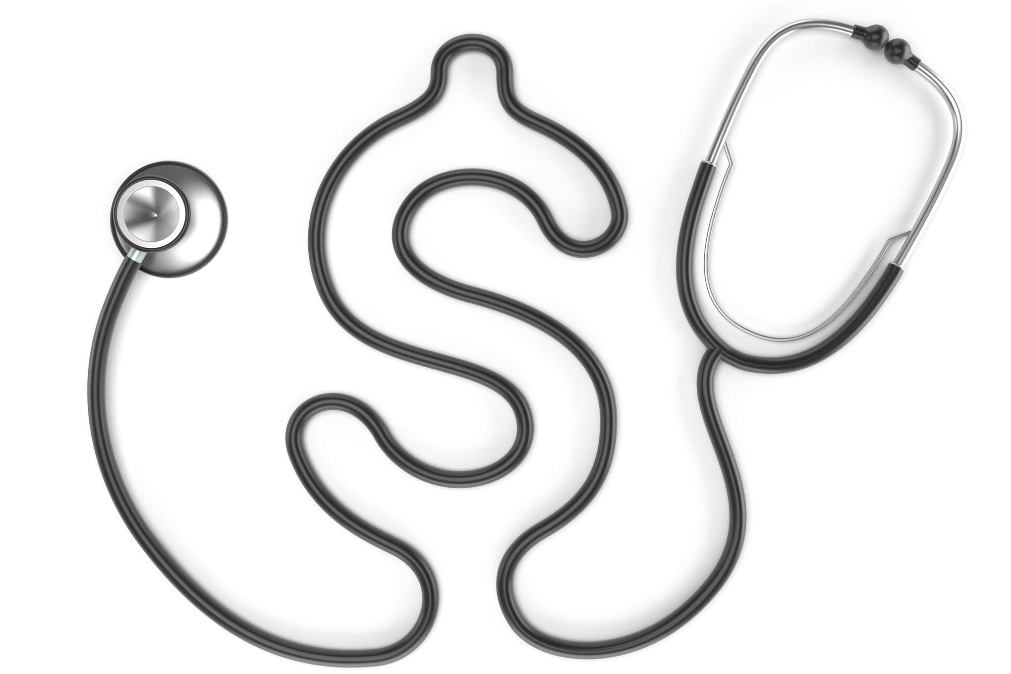 An image of a stethoscope with a dollar sign.