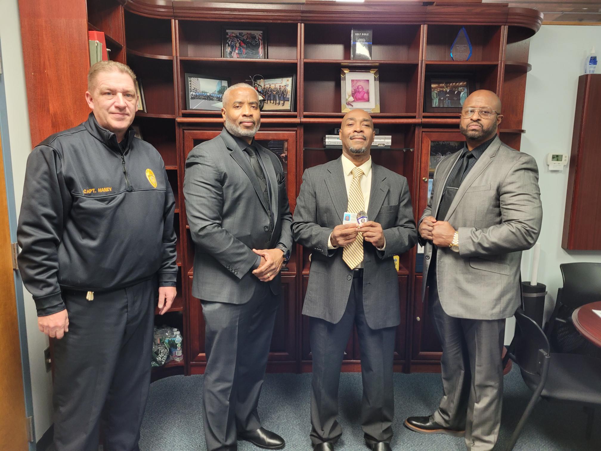 Captain Patrick Haney, Chief Mel Singleton, Officer Charles Davis, Deputy Chief LaMonte Adams