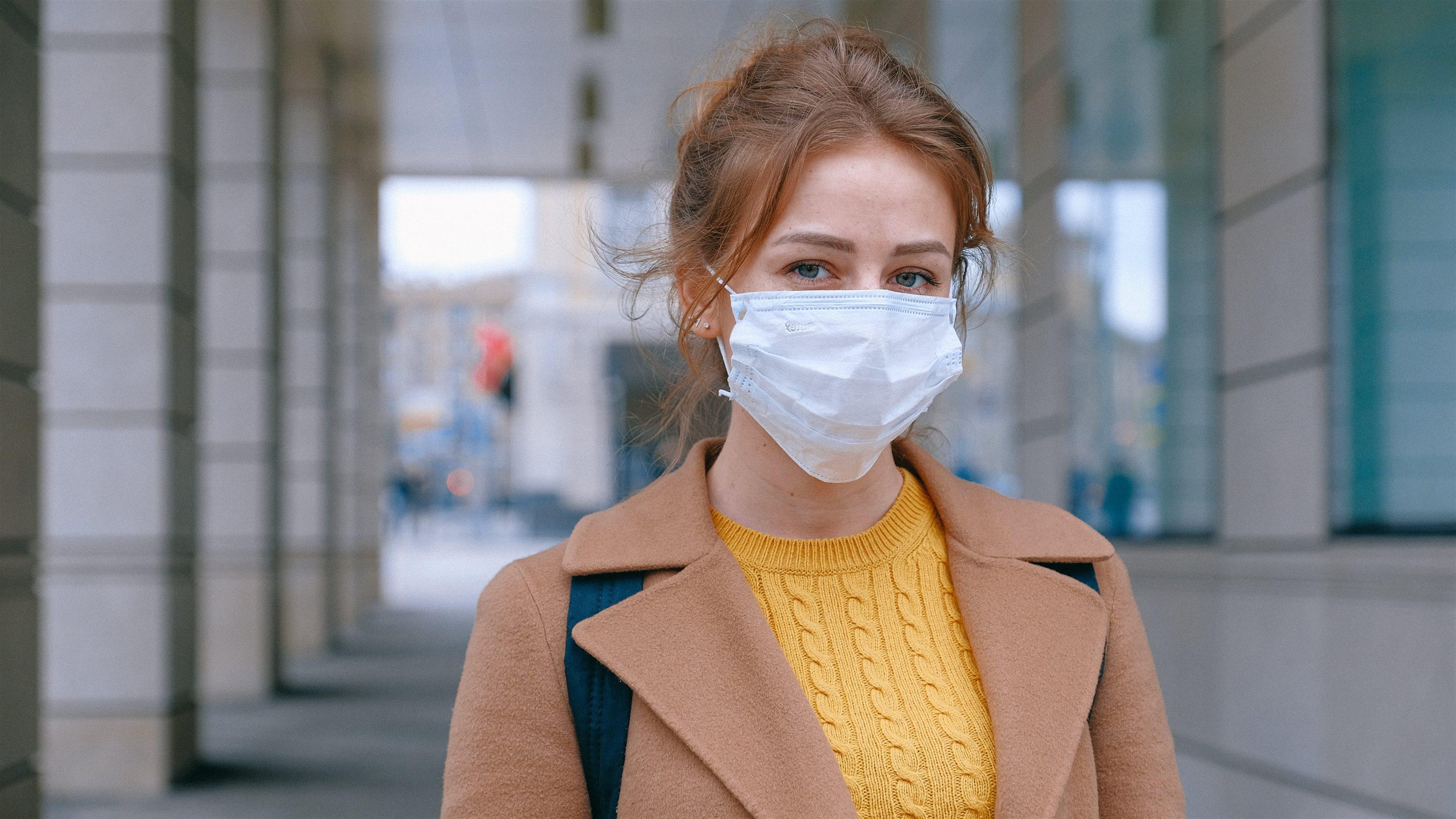 Woman wearing face mask