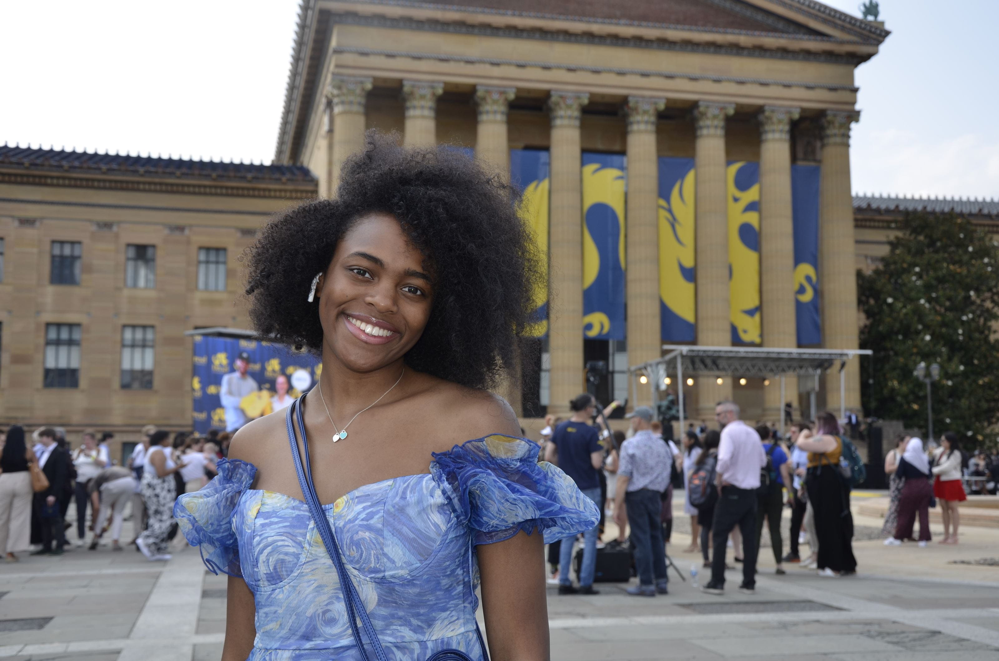 Teneyah Dorsey in front of the art museum.
