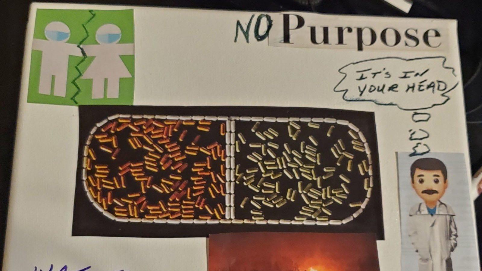 Cut out photos and emojis on canvas to create a collage