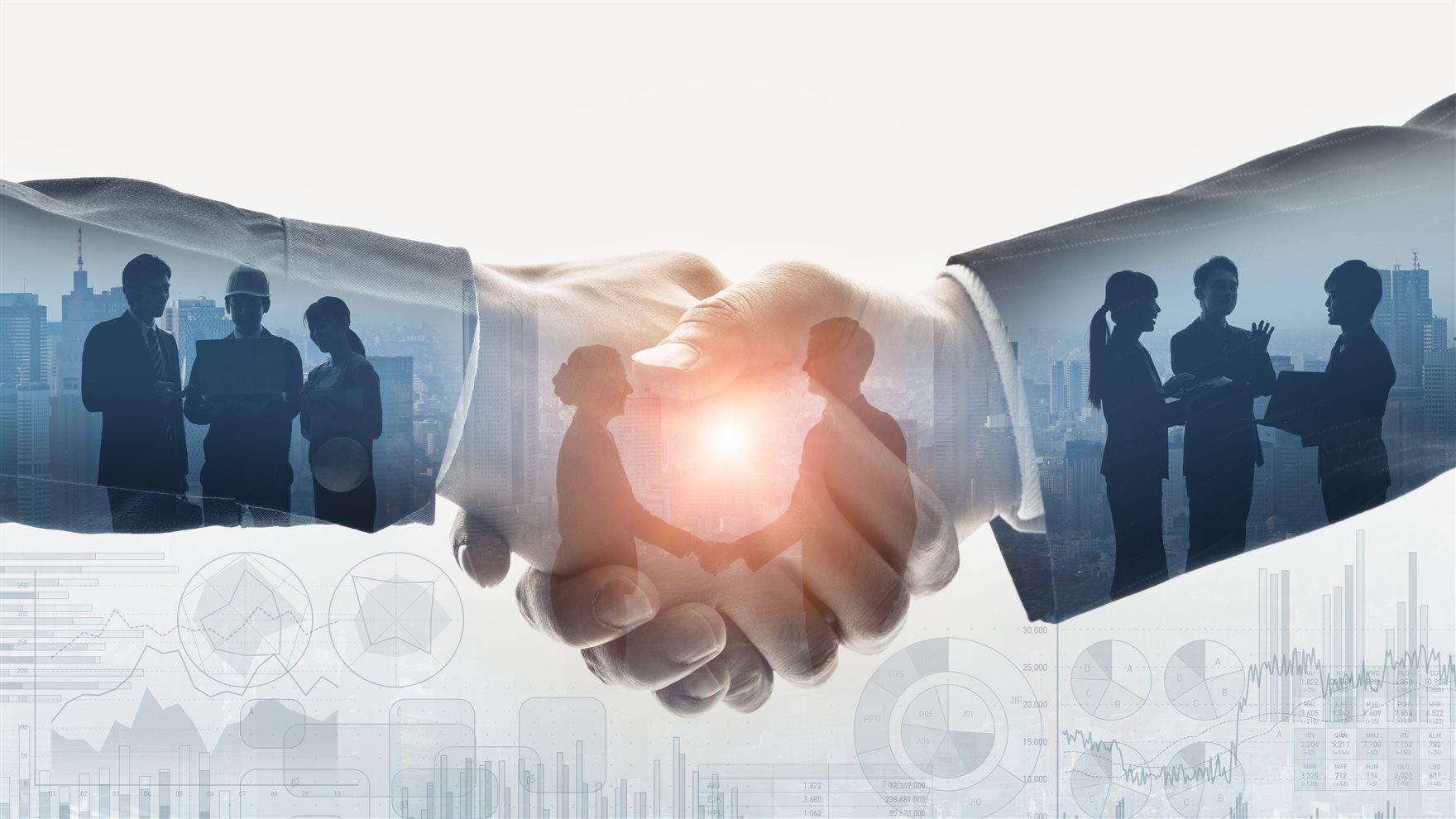 Business communication concept. Marketing. Shaking hands. Teamwork.