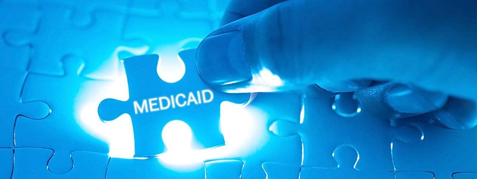 Image of a hand putting down a puzzle piece reading "Medicaid."