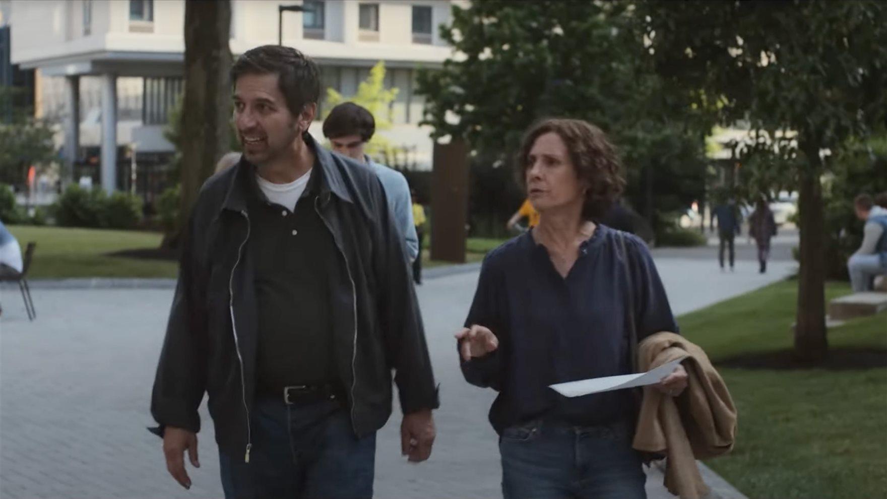 Drexel&#39;s Korman Family Quad and Chestnut Square can be seen in the trailer alongside Ray Romano, Laurie Metcalf and Jacob Ward. Screenshot from the trailer to “Somewhere in Queens.” Directed by Ray Romano. Roadside Attractions, Lionsgate Films. 2023.