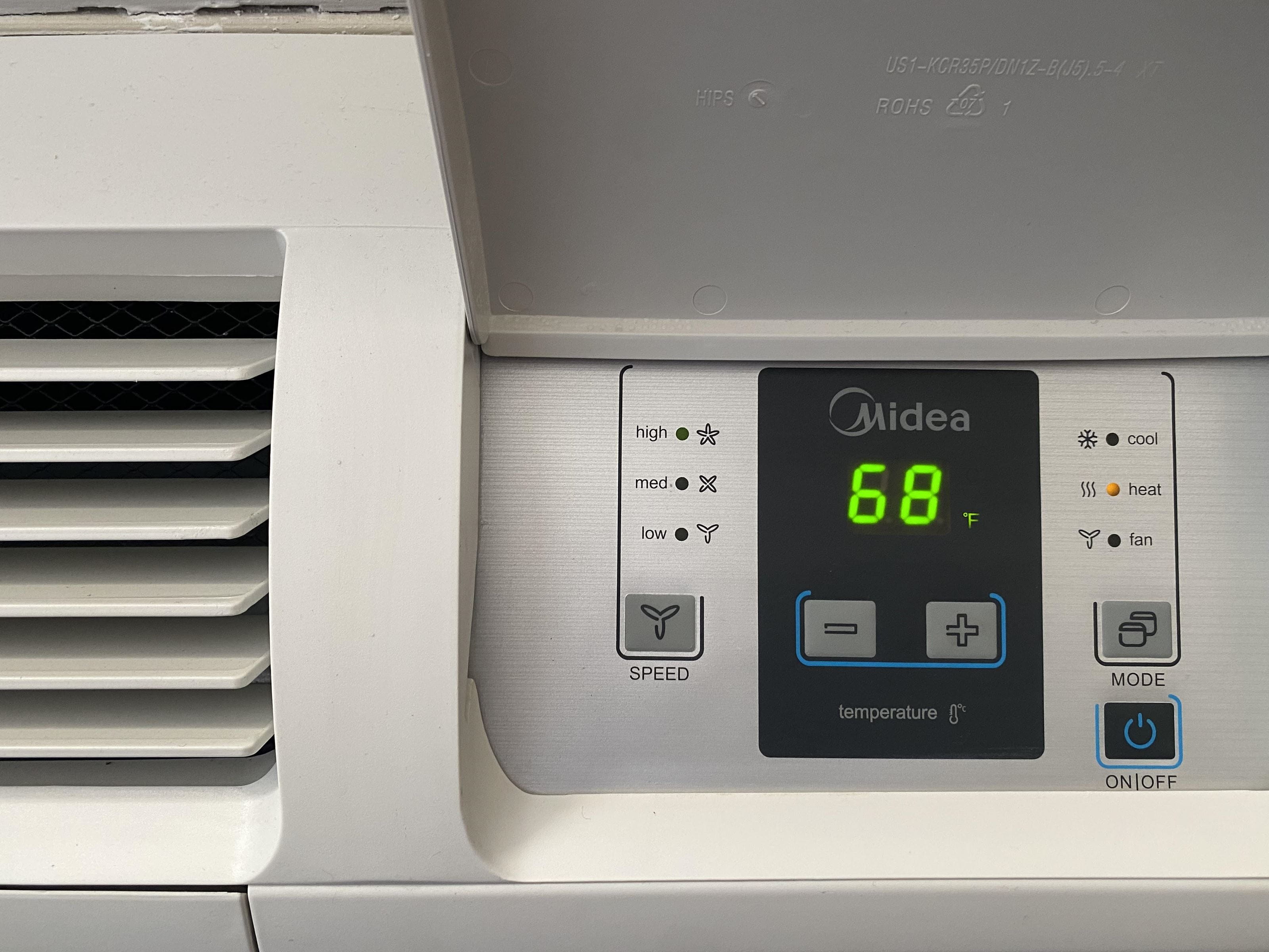 a healing/cooling unit set at 68 degrees