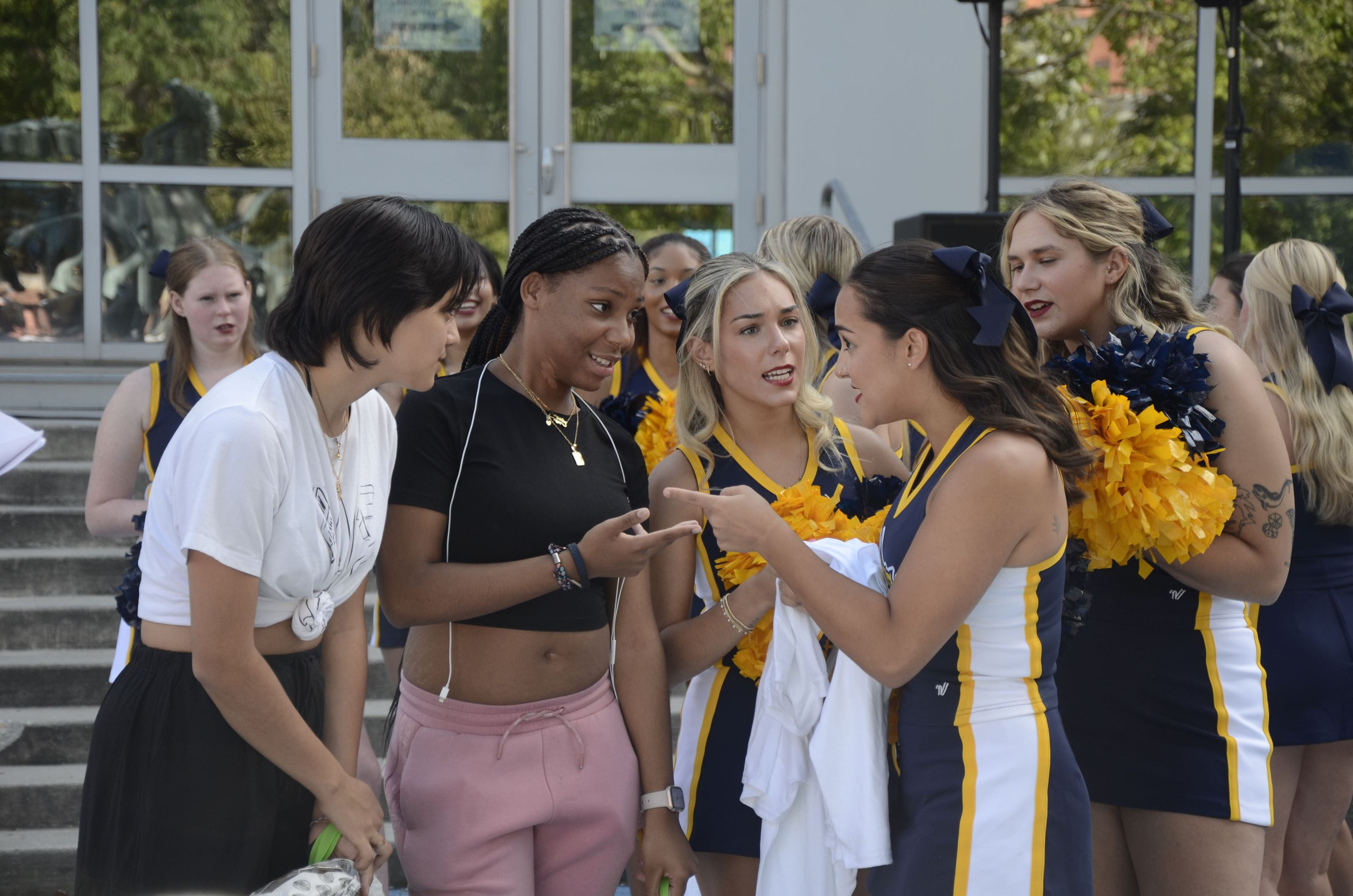 Four students convene to figure out trivia.