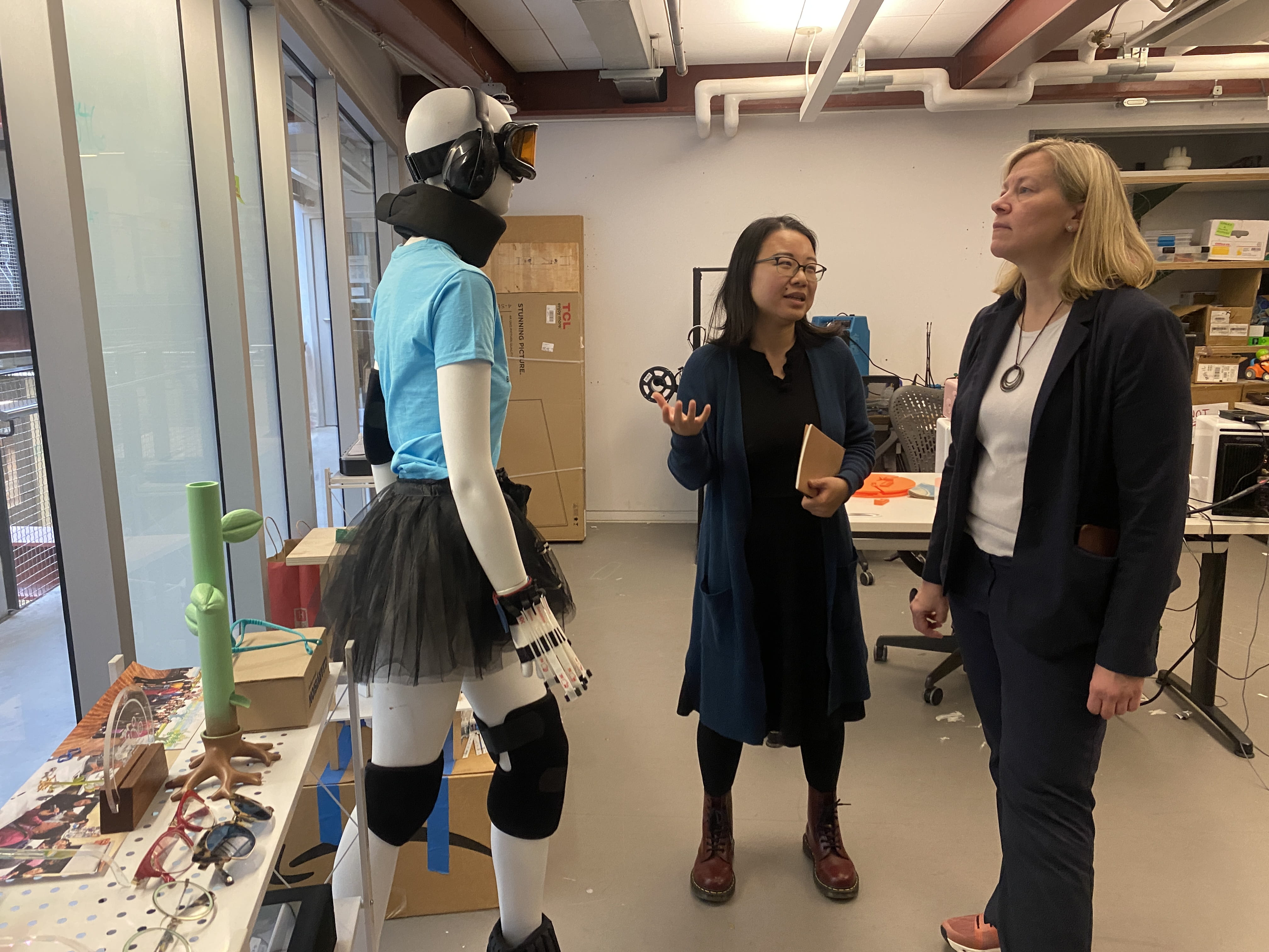 June He, left, and Melissa Trego in He’s Empathic CoDesign Lab in April 2024. Photo credit: Khue Dao.