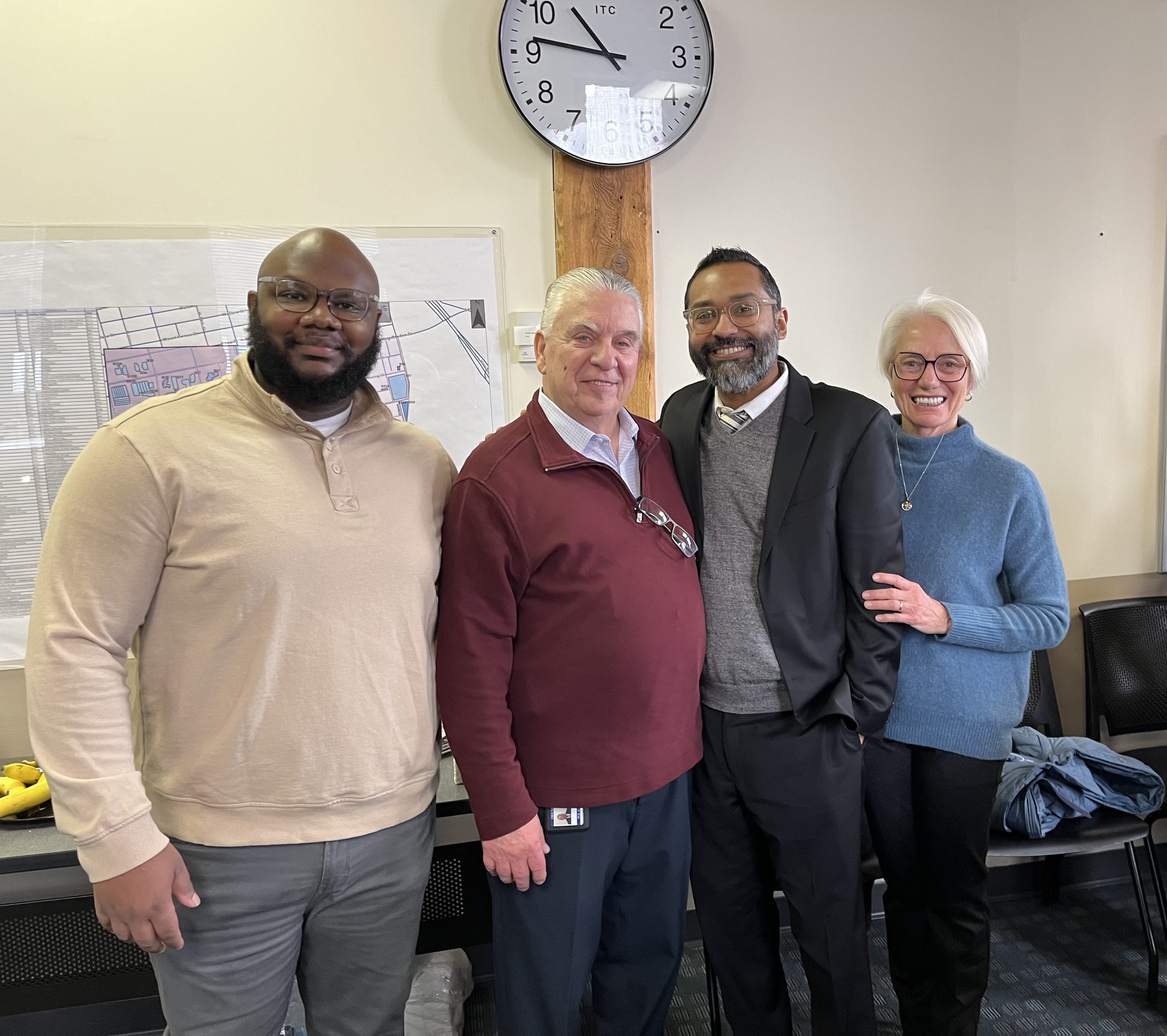 Bob Lis (second from the left) poses with Drexel colleagues Xavier Johnson (far left), Subir Sahu (second from the right) and Annette Molyneux (far right).