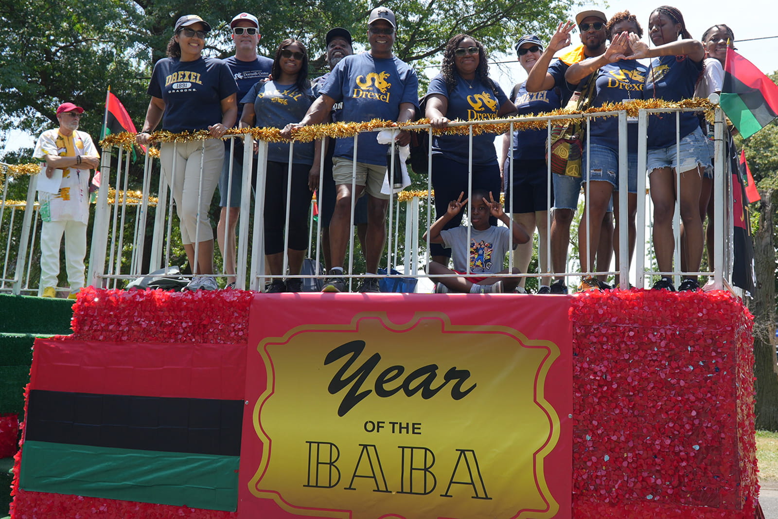 Poeple on a float for Juneteenth.