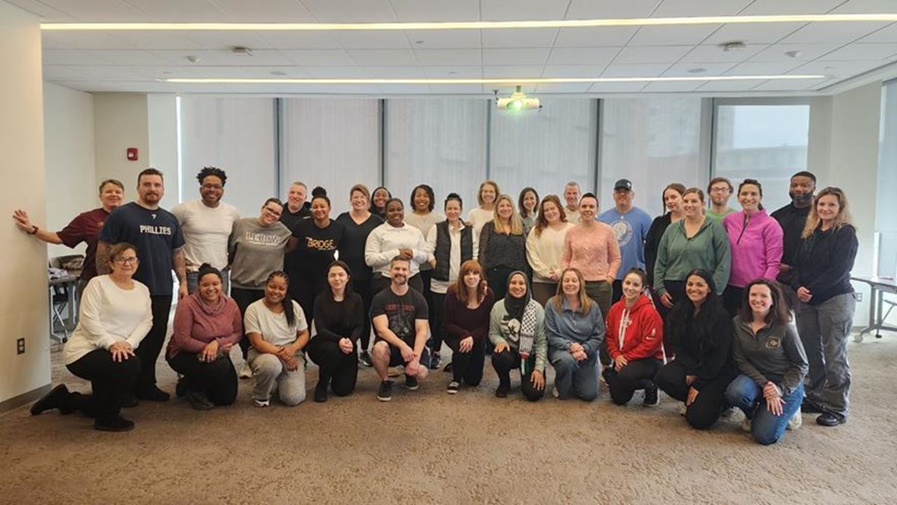SAFE instructors and class participants from LeBow College of Business posing together after an informative self-protection session!