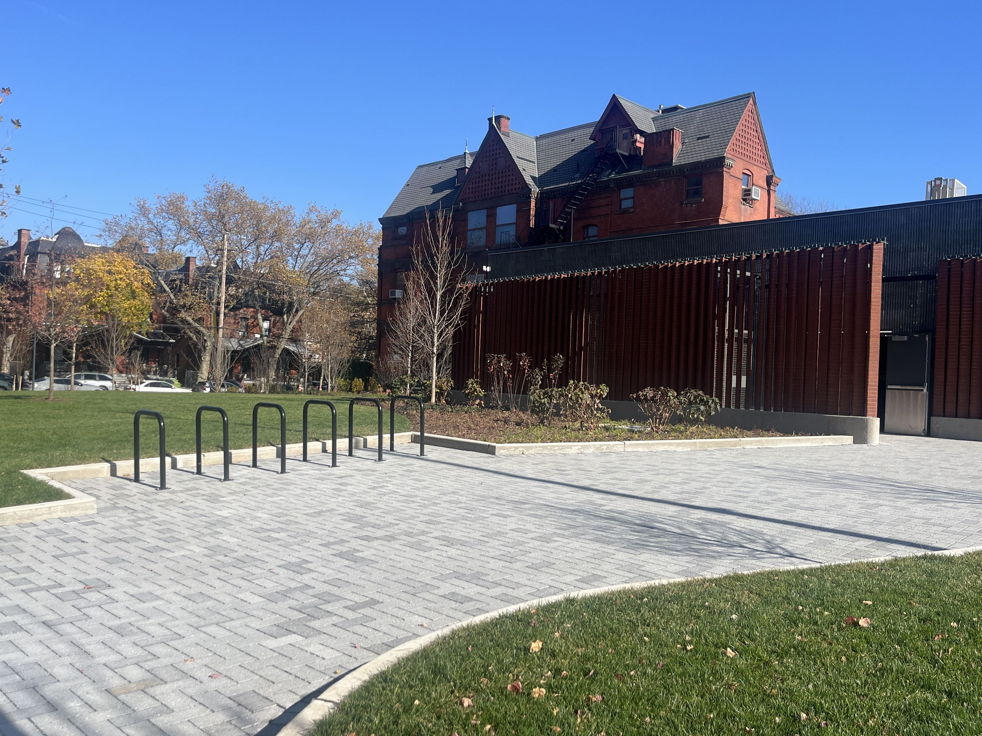A small one-story building was built on the site to house the switchgear. 