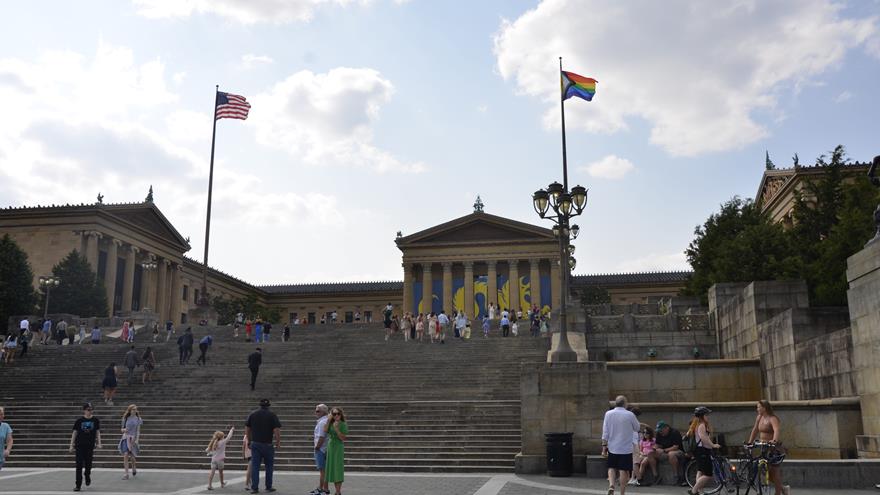 Dragon graduation event on Art Museum steps