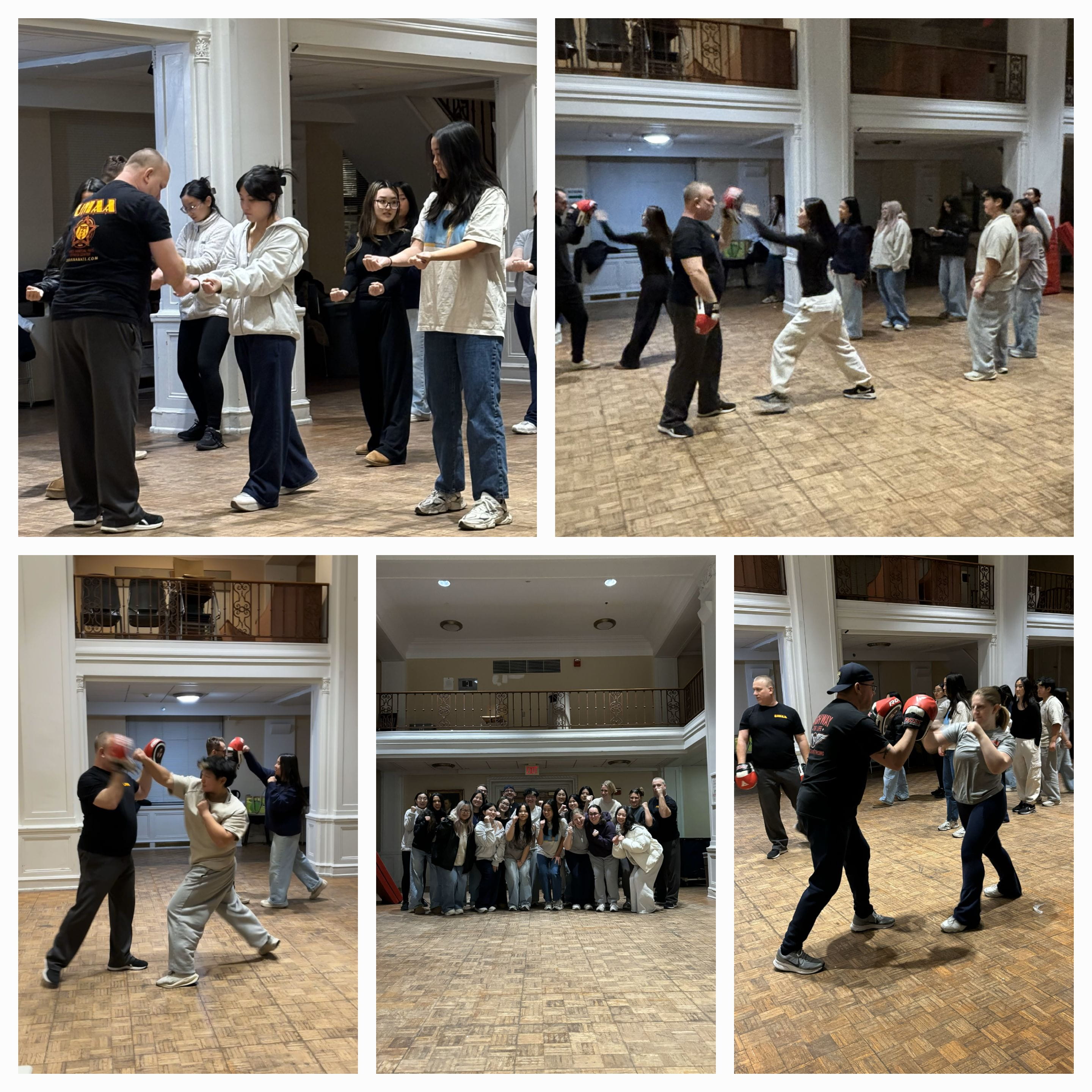 Collage of both SECRET Drexel and Sigma Psi Zeta participating in SAFE classes.