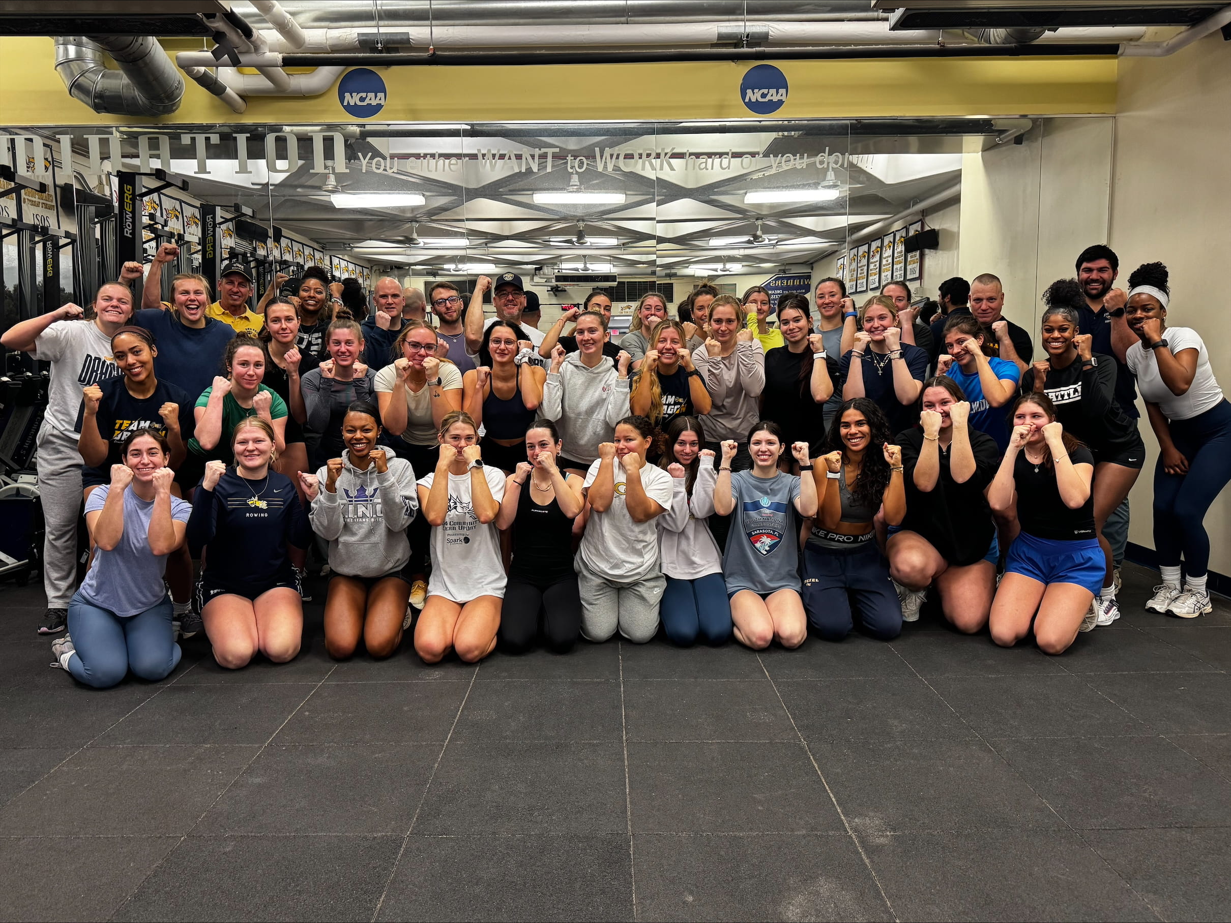 Drexel’s women’s rowing team at a recent SAFE class.
