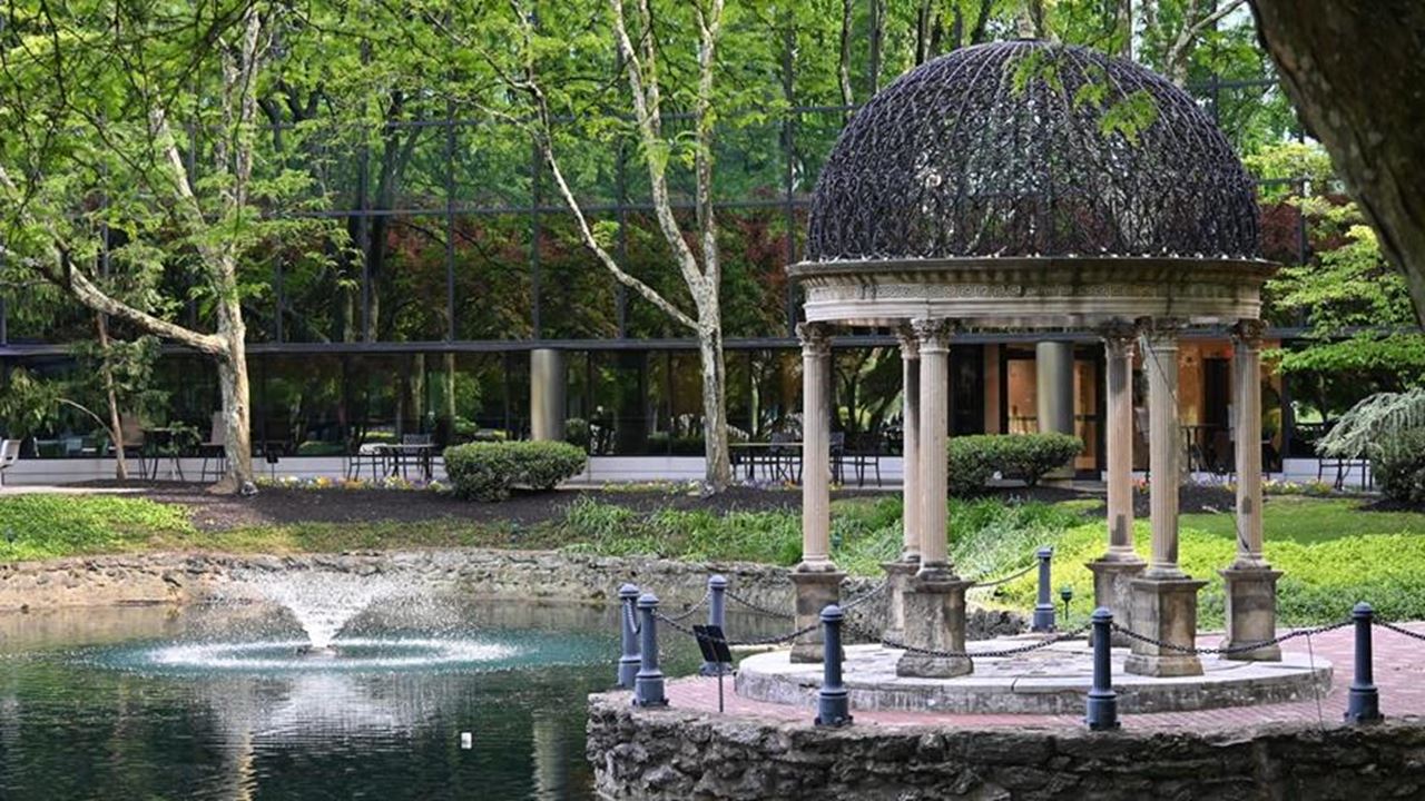A scene of the pond at Salus University