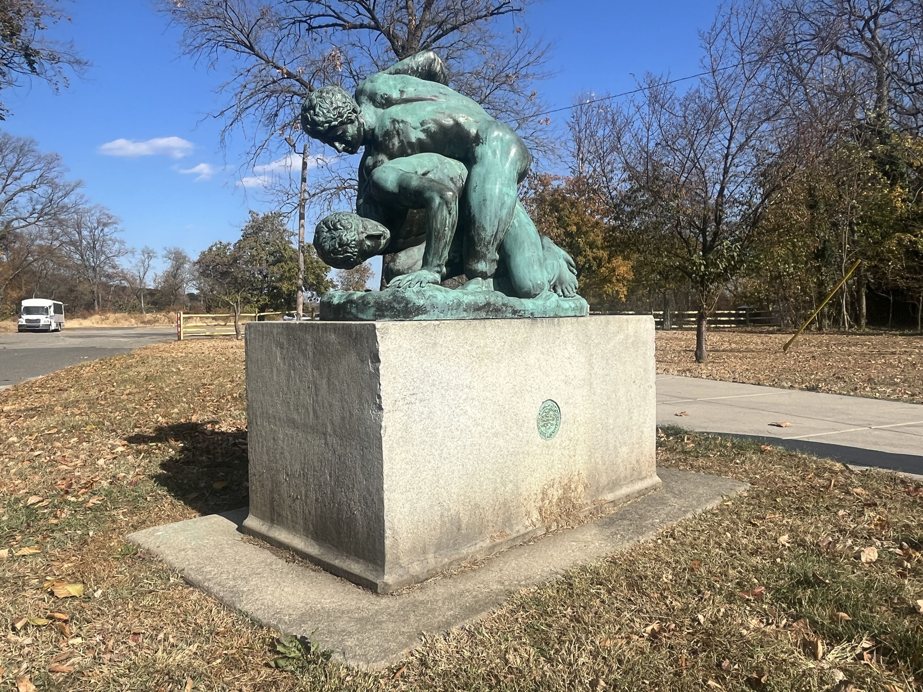 “The Wrestlers,” which was donated by Anthony J. Drexel and installed in 1885, can be seen today in West Fairmount Park. 