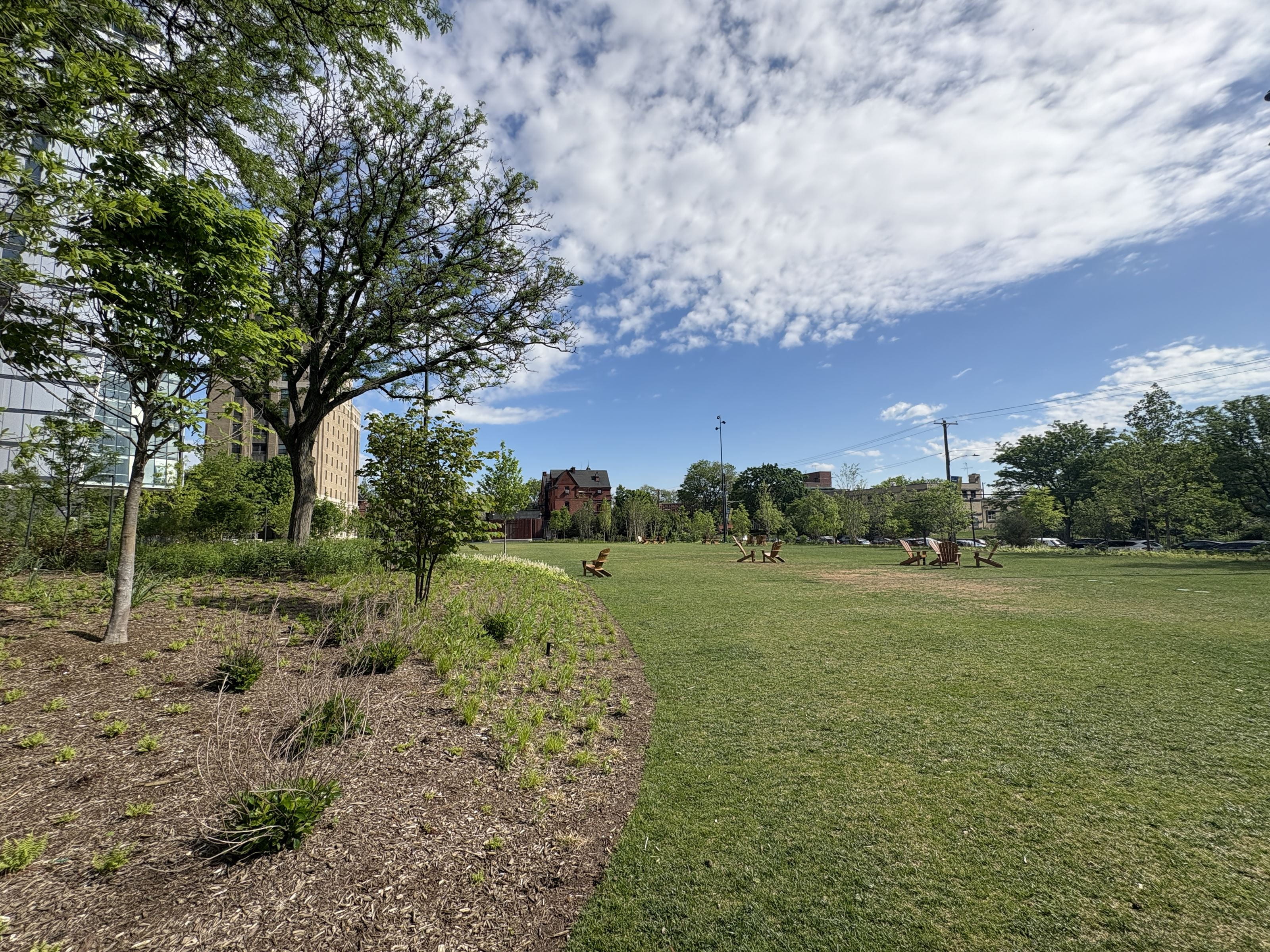 The greenspace on the former Myers Hall site.