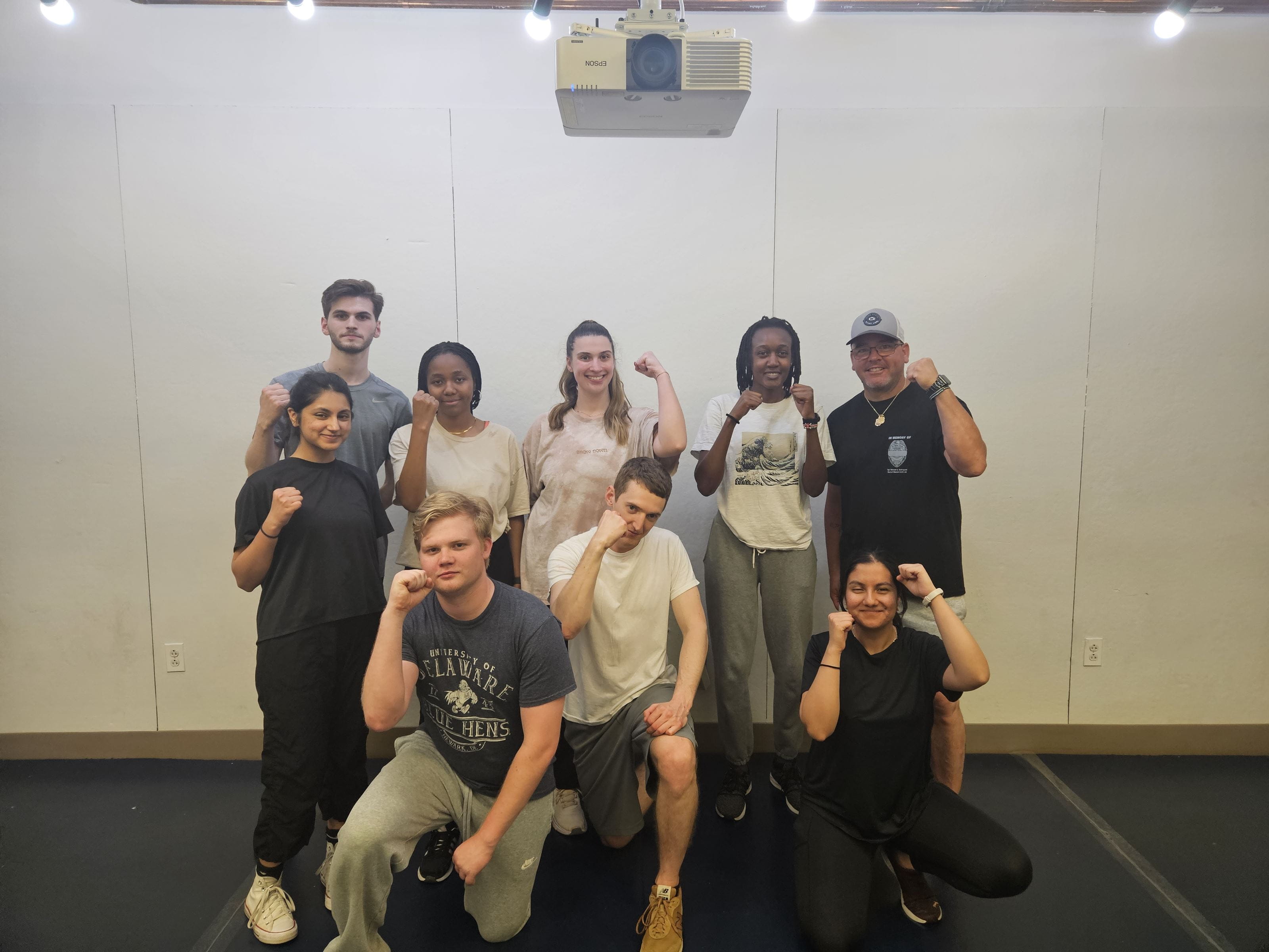 A group of students at a safety class