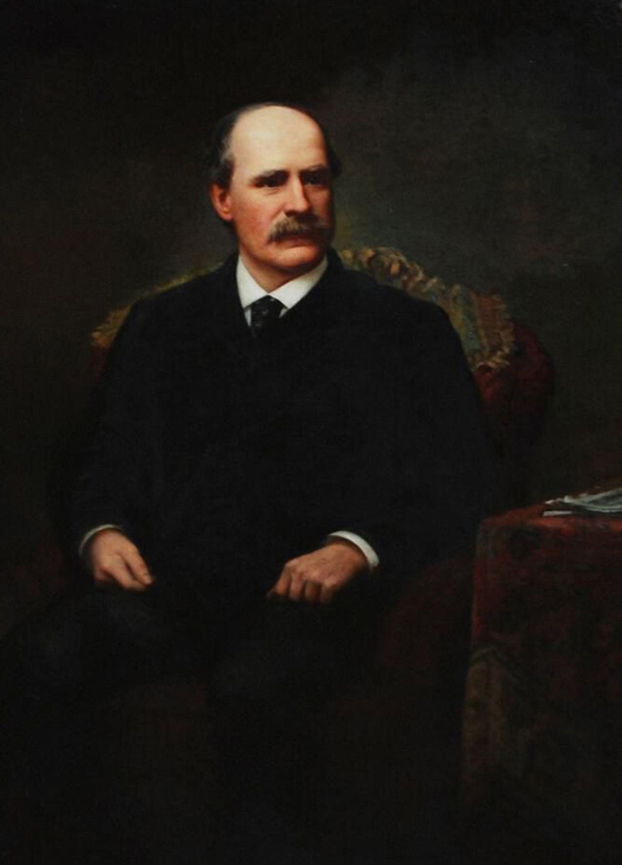 The 1887 “Portrait of Anthony J. Drexel (1826–1893)” by E. Hart Darragh, which originally hung in a parlor room and had been hanging in the Office of the President at the University before this exhibition. Photograph courtesy The Drexel Collection. 