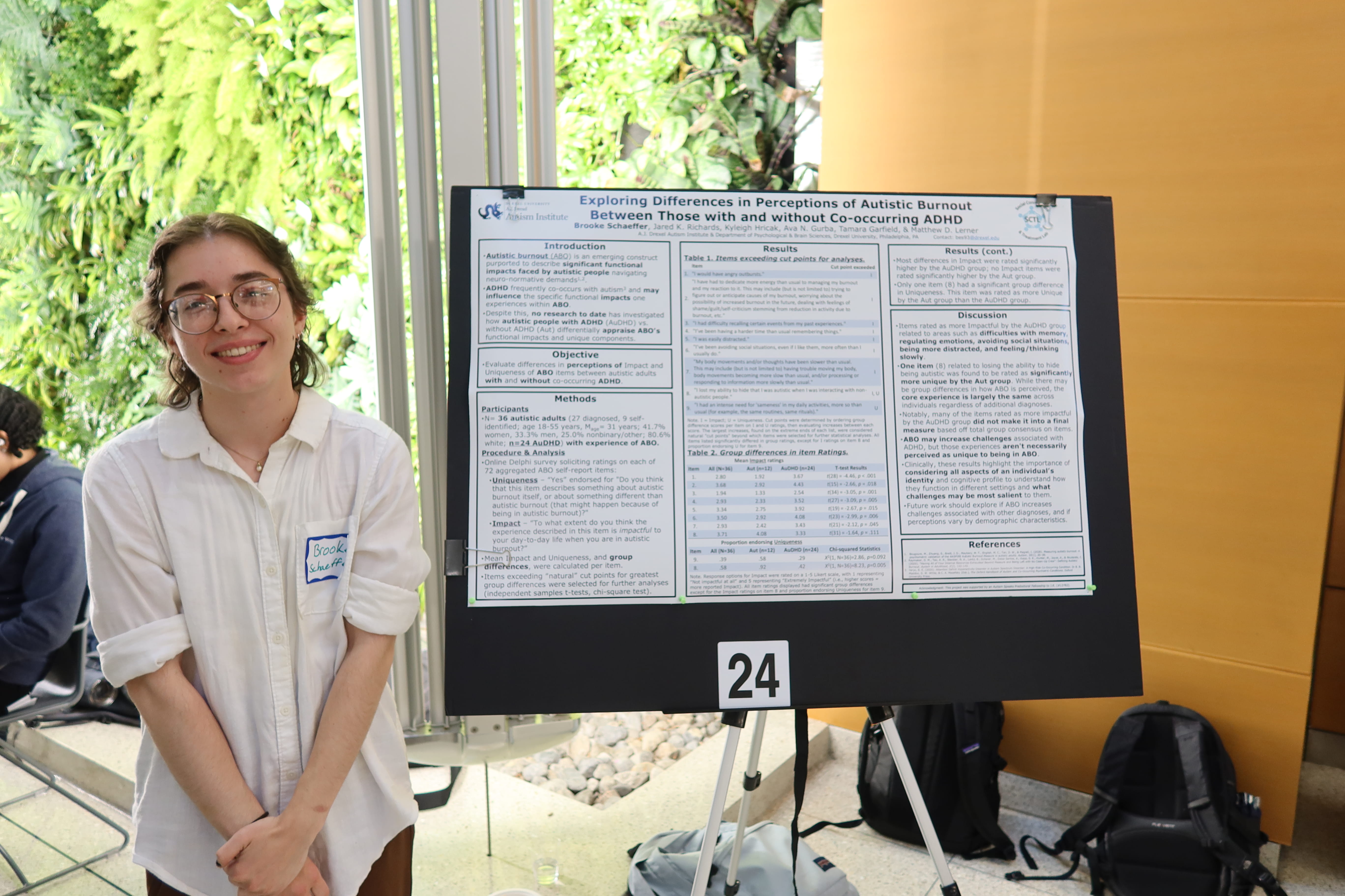 Student showing research at DrexLAB