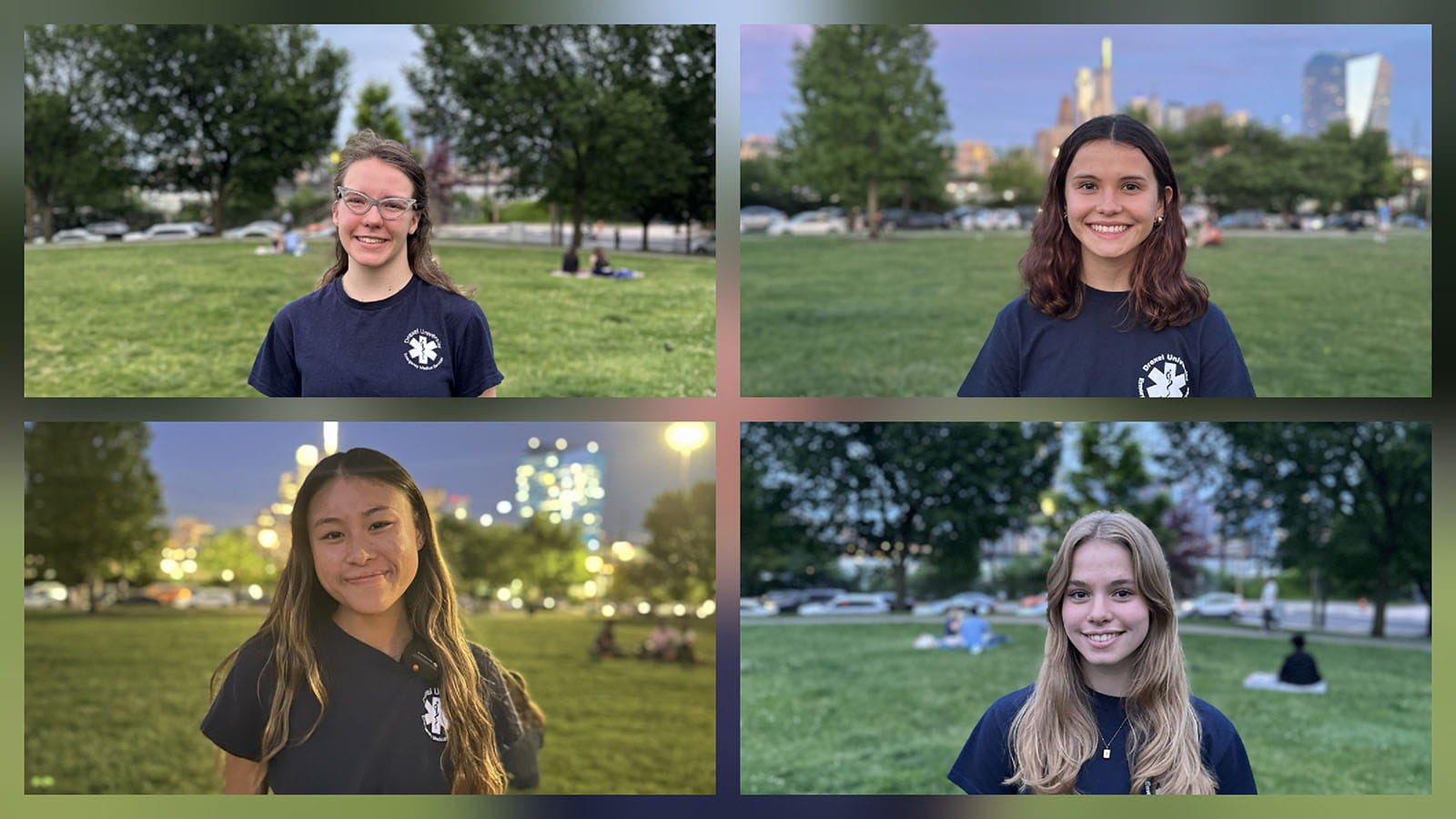 A grid of pictures of four students