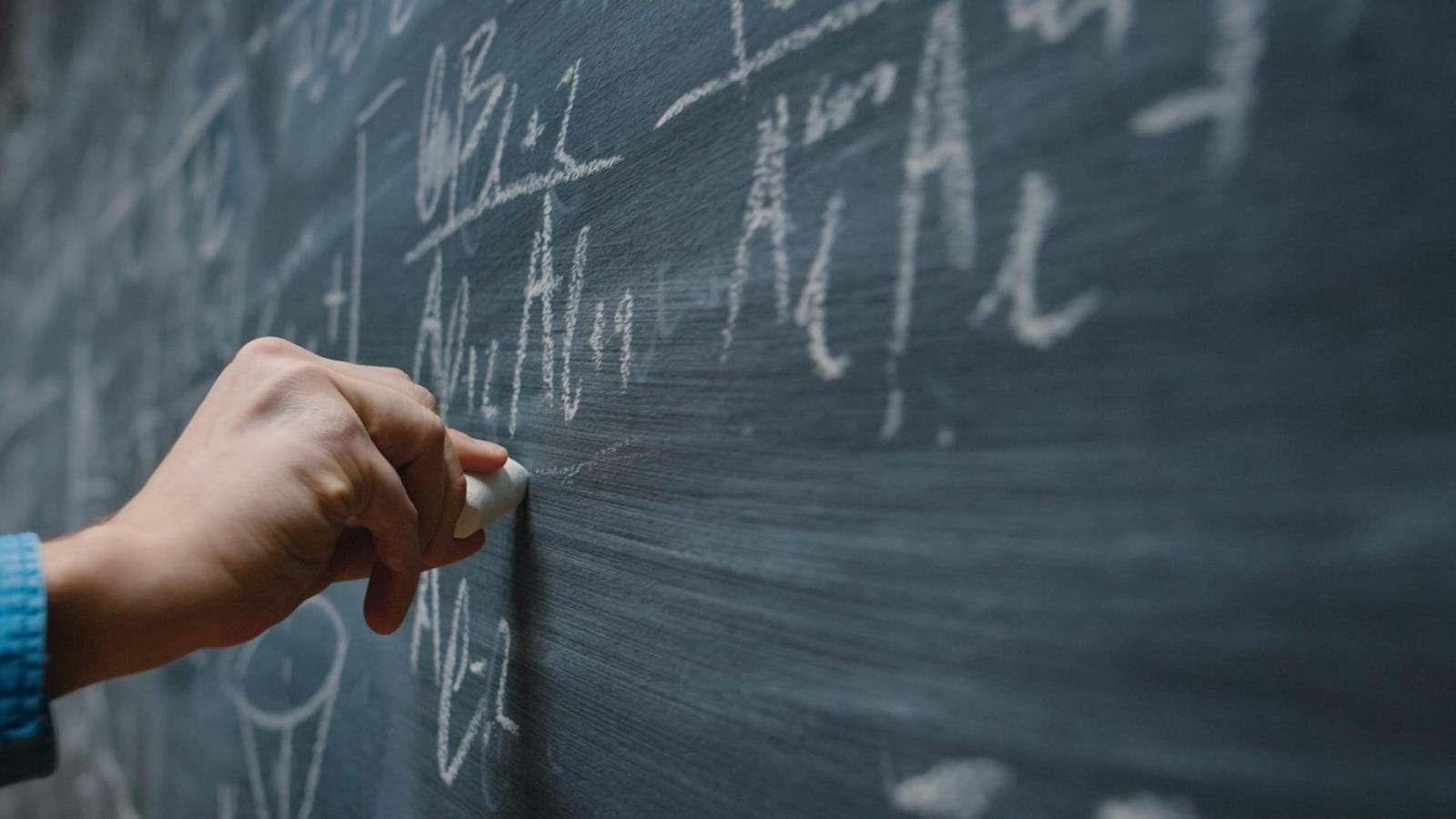 calculations on a chalkboard