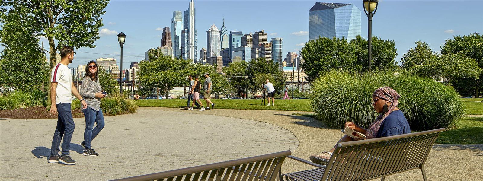 View of Philly skyline from Drexel Park