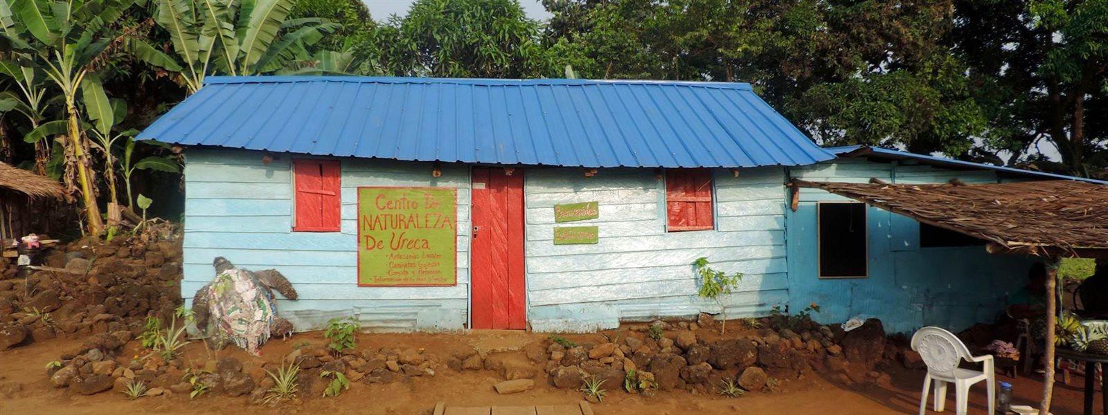 Ureca Nature Center, a community center/store on Bioko in Equatorial Guinea, where Drexel runs the Bioko Biodiversity Protection Program. 