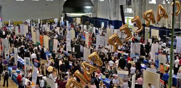 Photo of employers at a former Drexel career fair