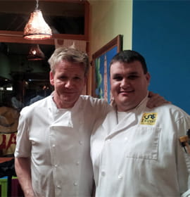 Chef Gordon Ramsay of Kitchen Nightmares and Drexel student Andrew Bohinick