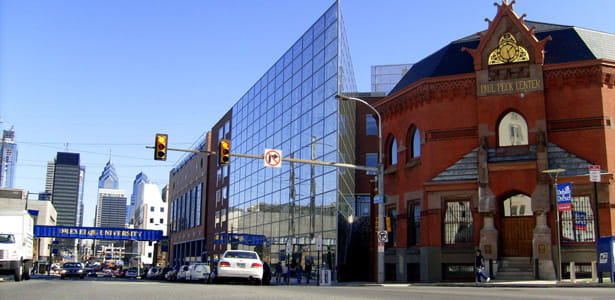 Image of Drexel's campus and the city of Philadelphia