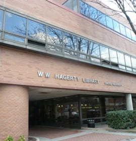 Image of the exterior of Drexel's Hagerty Library building