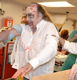 Zombie in hospital simulation.