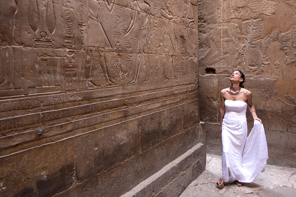 Jennifer Salvage in an Egyptian temple