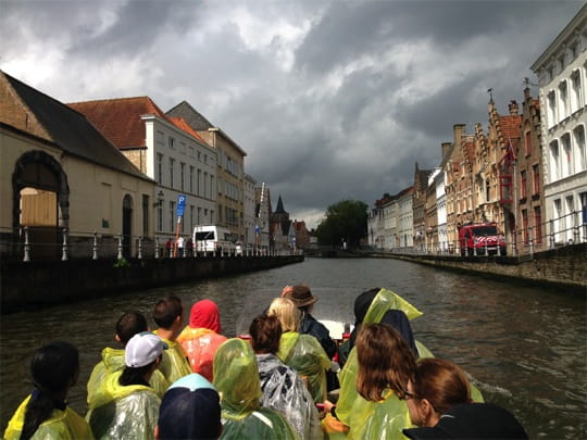 A team boat ride in Bruges, Belgium, one of Europe's largest historic seaports. Photo courtesy of Drexel Athletics.
