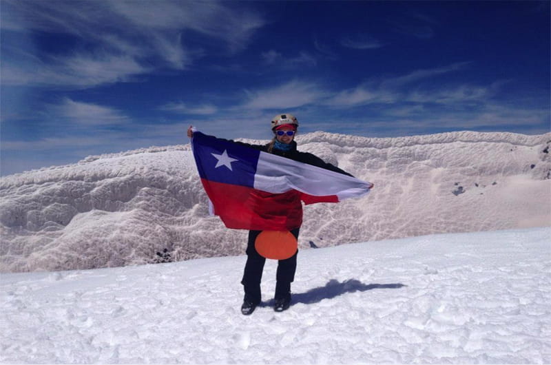 Emily Ballantyne at the top of Volcan Villarica.