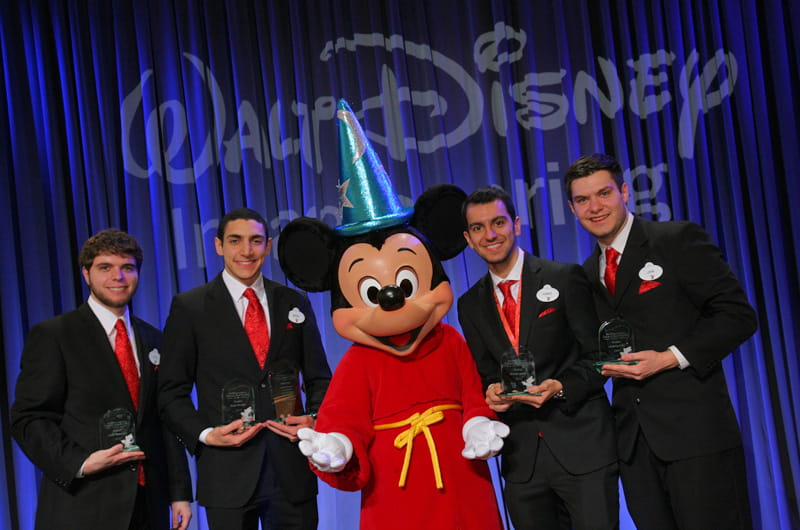 The Drexel team with Mickey Mouse after winning third place. Photo by Gary Krueger, copyright Disney.