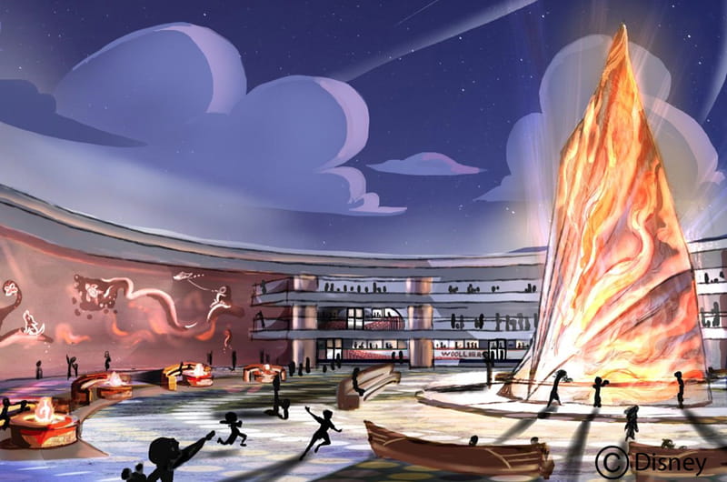 Concept art by Drexel students of the main station for their Imagineering competition idea, "Woollahra." Photo by Gary Krueger, copyright Disney.