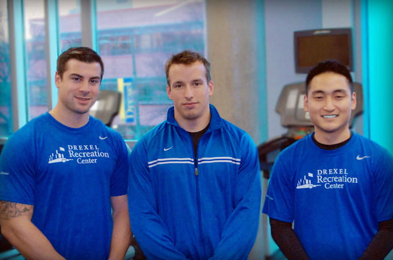 Personal trainers from the Drexel Recreation Center, from left, Chris Campli, Joe Giandonato and Chris Lee.