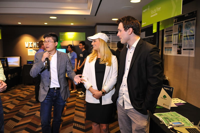 The StudyTree team during their presentation at the Microsoft Imagine Cup United States Finals. Courtesy of Microsoft.