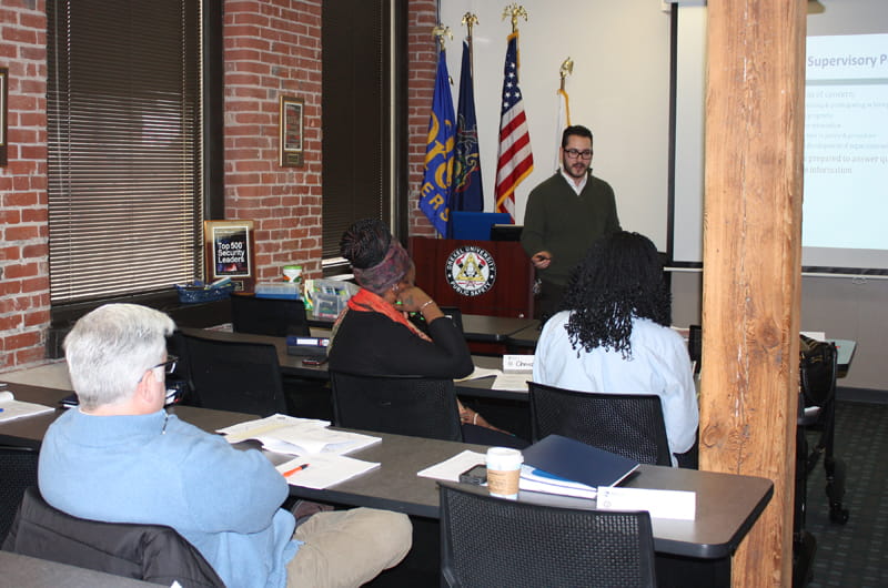 Colin Quinn instructing a class at the Drexel University Public Safety Communication Center (DUPSCC).