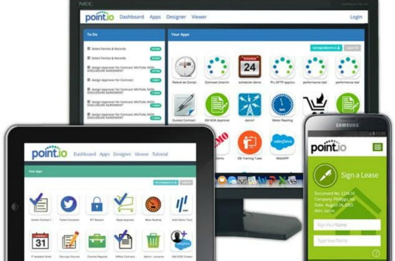 A view of some of the customizable workplace apps created by Point.io.