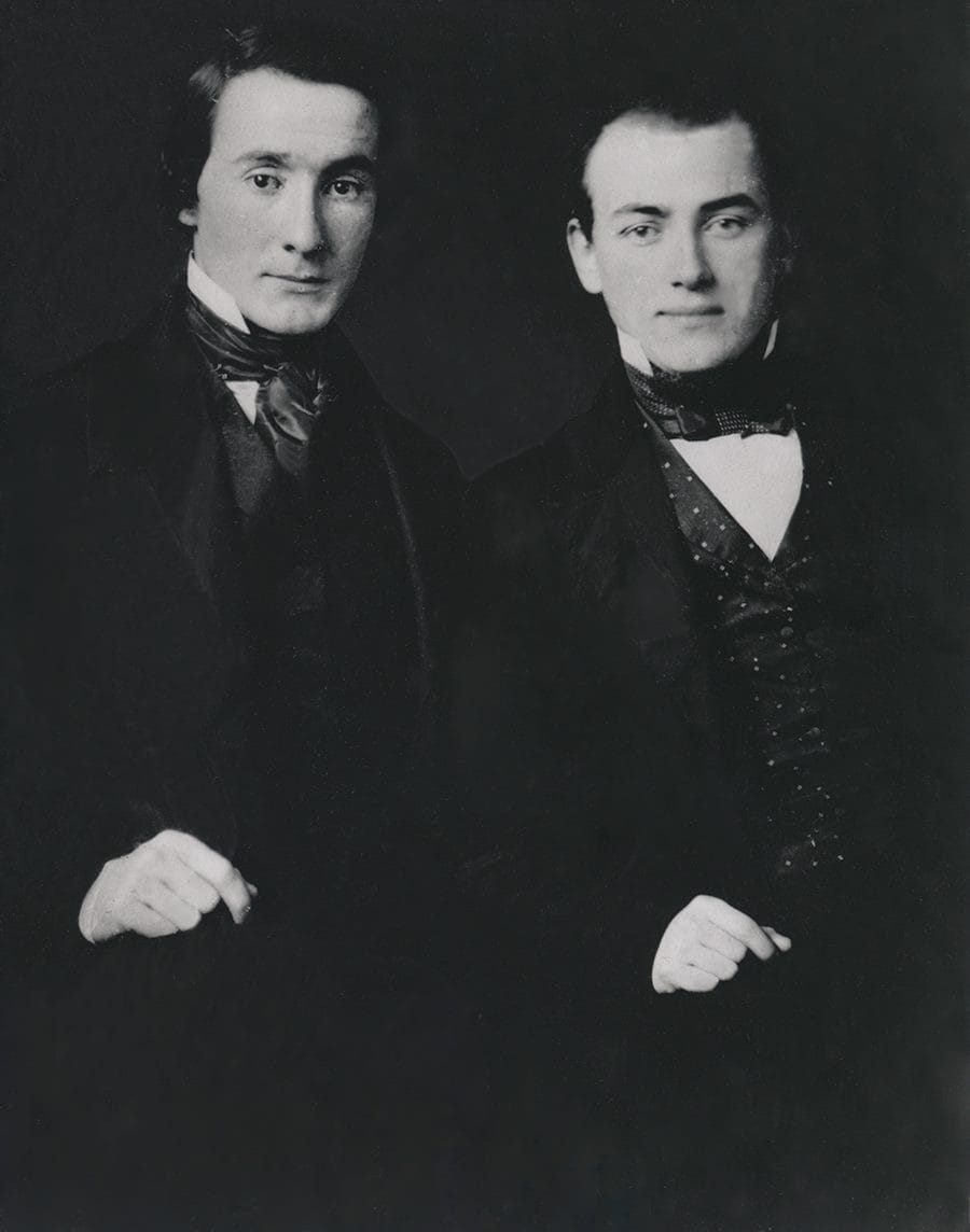 Tony Drexel, left, about 29 years old, is photographed with George W. Childs, about 26 years old, in 1855, the beginning of their lifelong friendship. Photo Courtesy Drexel University Archives.