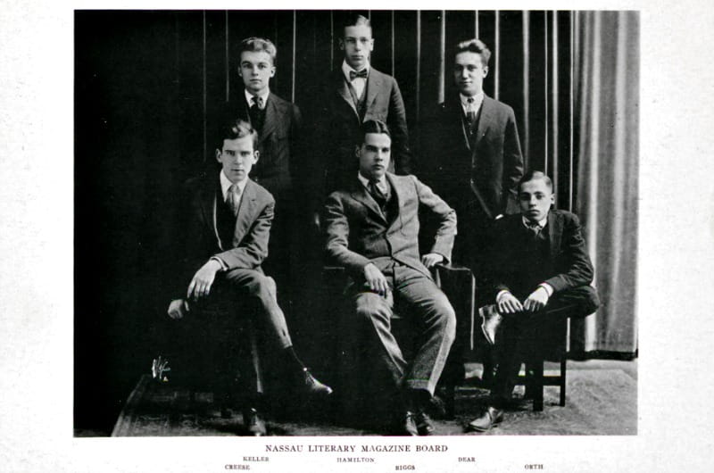 James Creese, bottom left, is pictured in a 1919 Princeton "Bric-a-Brac" activities yearbook for his work with Princeton's literary magazine. Photo published with permission of the Princeton University Library.
