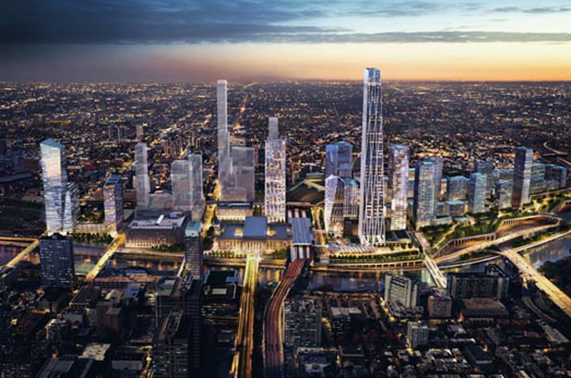 Rendering of development proposed around 30th Street Station 