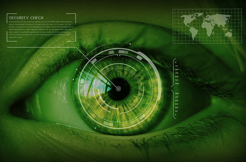 An eye being retina-scanned