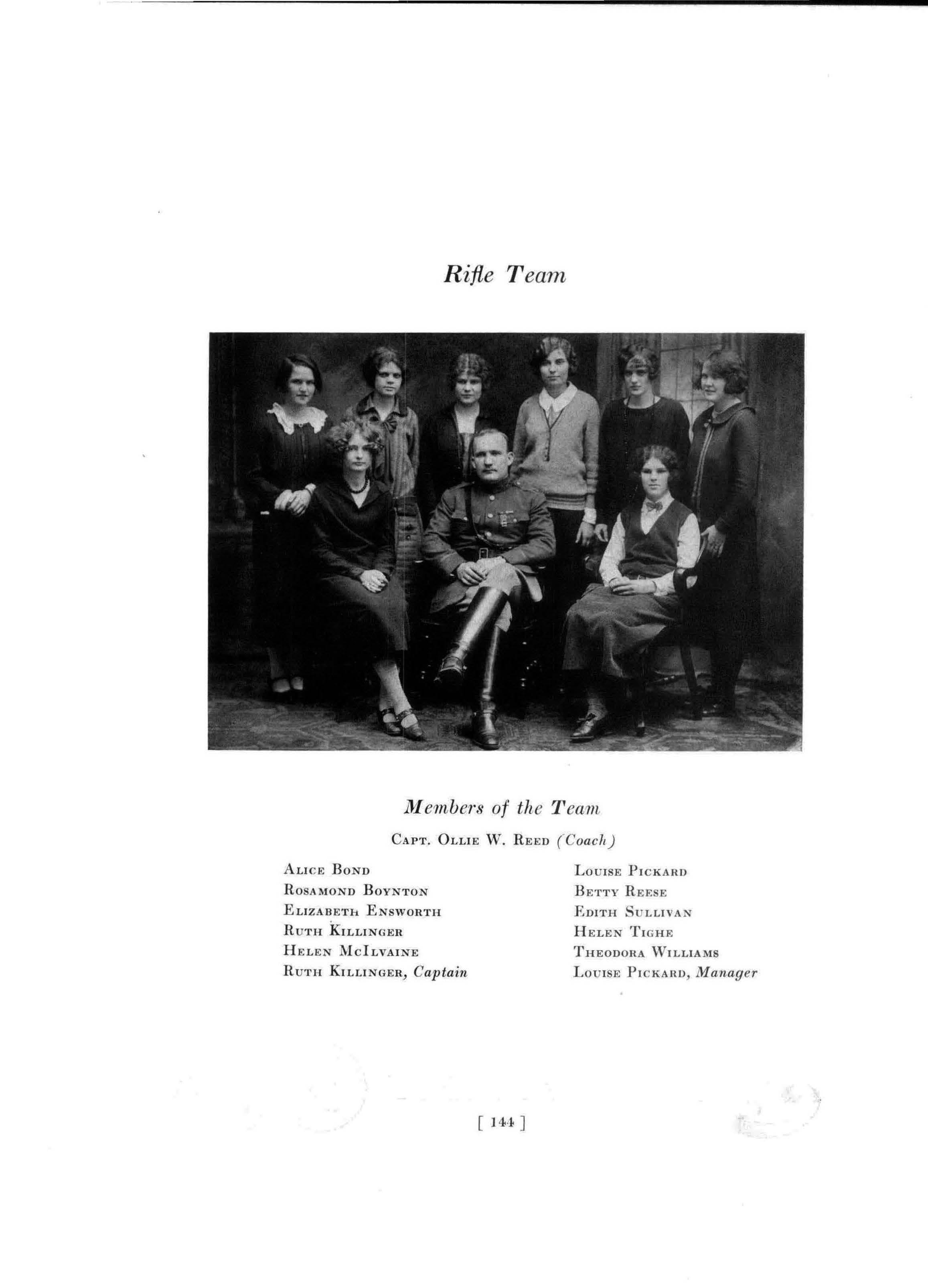 The women's rifle team was highlighted in the 1925 Lexerd yearbook. Photo courtesy Drexel University Archives.
